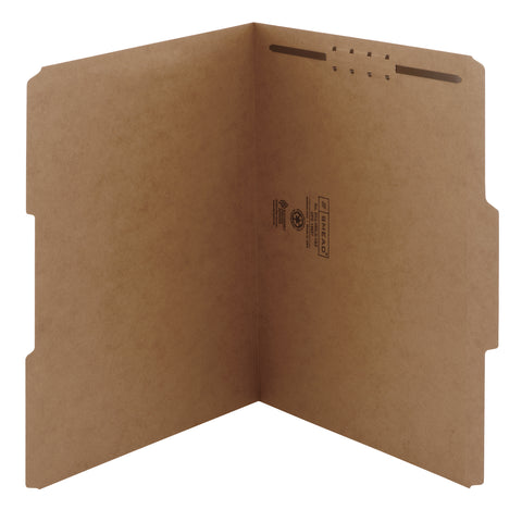 Smead Fastener File Folder, 1 Fastener, Reinforced Straight-Cut Tab, Letter Size, Kraft, 50 per Box (14834)