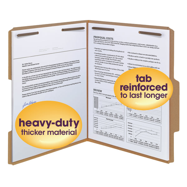 Smead Fastener File Folder, 2 Fasteners, 2/5-Cut Tab Right of Center Position, Letter Size, Kraft, 50 per Box (14882)