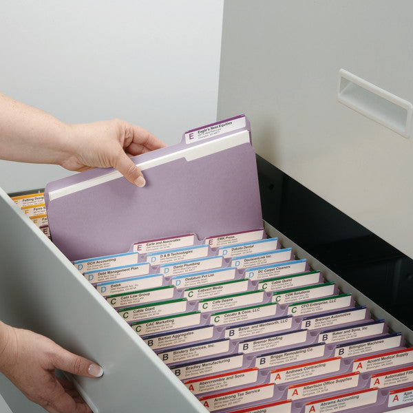 Smead File Folder, Reinforced 1/3-Cut Tab, Legal Size, Lavender, 100 per Box (17434)