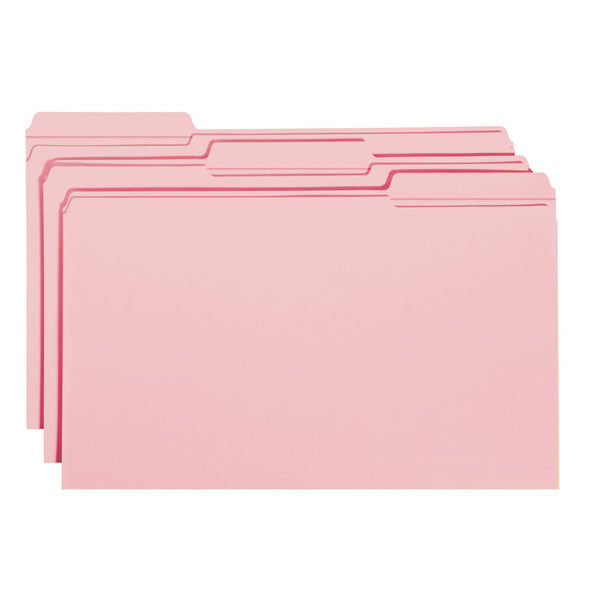 Smead File Folder, Reinforced 1/3-Cut Tab, Legal Size, Pink, 100 per Box (17634)