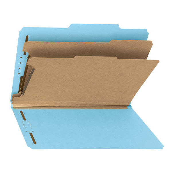 Smead 100% Recycled Pressboard Classification File Folder, 2 Dividers, 2" Expansion, Legal Size, Blue, 10 per Box (19021)
