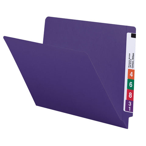 Smead Colored End Tab File Folder, Shelf-Master® Reinforced Straight-Cut Tab, Letter Size, Purple, 100 per Box (25420)