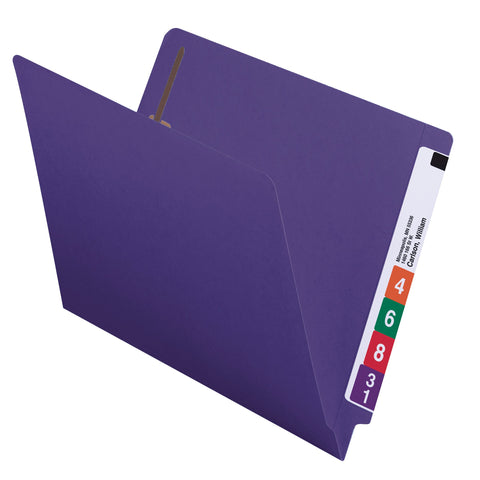 Smead Colored End Tab Fastener Folder, Shelf-Master® Reinforced Straight-Cut Tab, 2 Fasteners, Letter Size, Purple, 50 per Box (25440)