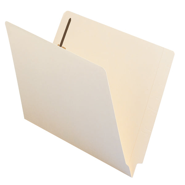 Smead WaterShed®/CutLess® End Tab Fastener Folder, Reinforced Straight-Cut Tab, Letter Size, Manila, 50 per Box (34130)