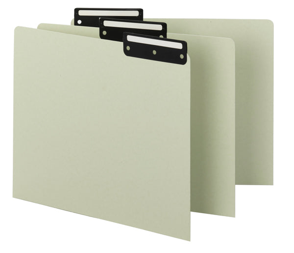 Smead Pressboard Guides, Flat Metal 1/3-Cut Tab with Insert (Blank), Letter Size, Gray/Green, 50 per Box (50534)