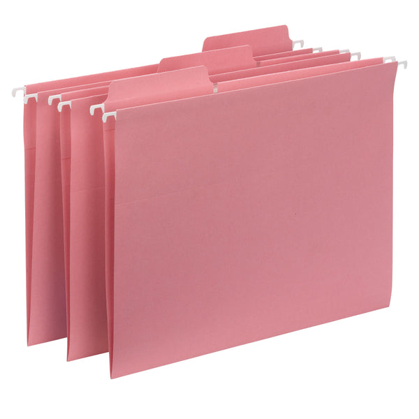 Smead FasTab® Hanging File Folder, 1/3-Cut Built-In Tab, Letter Size, Dark Pink, 9 per Pack (64014)