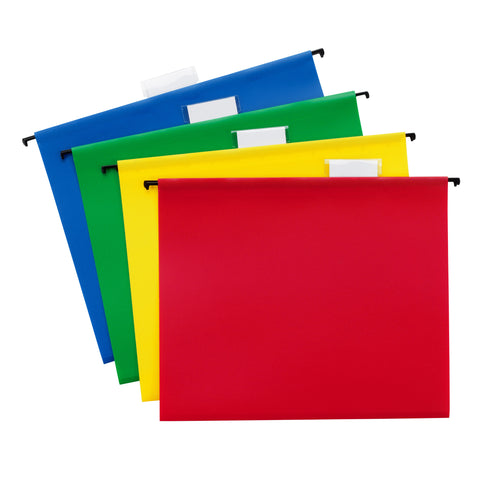 Smead Poly Hanging Folder, 1/5-Cut Tab, Letter Size, Assorted Colors, 12 per Pack (64026)