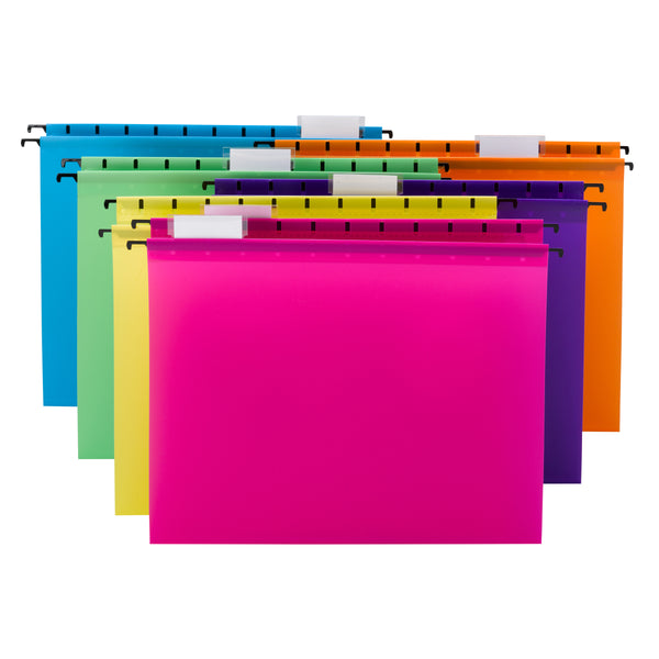 Smead Poly Hanging Folder, 1/5-Cut Tab, Letter Size, Assorted Colors, 12 per Pack (64030)