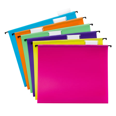 Smead Poly Hanging Folder, 1/5-Cut Tab, Letter Size, Assorted Colors, 12 per Pack (64030)
