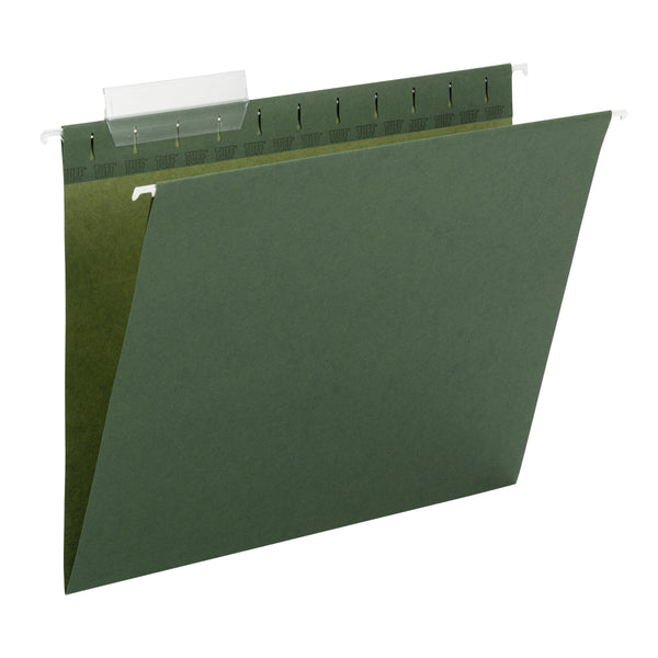 Smead TUFF® Hanging File Folder with Easy Slide™ Tab, 1/3-Cut Sliding Tab, Letter Size, Standard Green, 20 per Box  (64036)