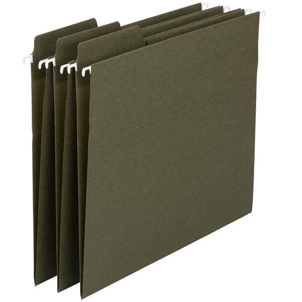 Smead 100% Recycled FasTab® Hanging File Folder, 1/3-Cut Built-In Tab, Letter Size, Moss, 20 per Box (64037)
