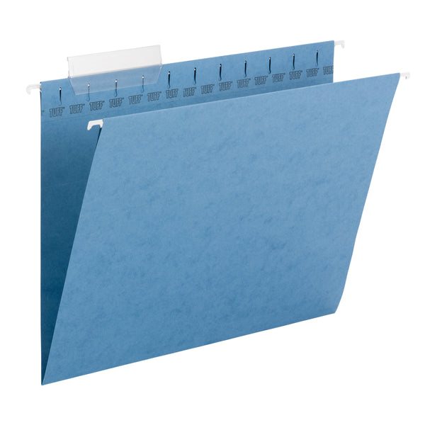 Smead TUFF® Hanging File Folder with Easy Slide™ Tab, 1/3-Cut Sliding Tab, Letter Size, Blue, 18 per Box (64041)