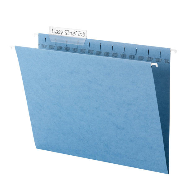 Smead TUFF® Hanging File Folder with Easy Slide™ Tab, 1/3-Cut Sliding Tab, Letter Size, Blue, 18 per Box (64041)