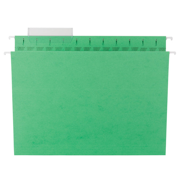 Smead TUFF® Hanging File Folder with Easy Slide™ Tab, 1/3-Cut Sliding Tab, Letter Size, Green, 18 per Box (64042)