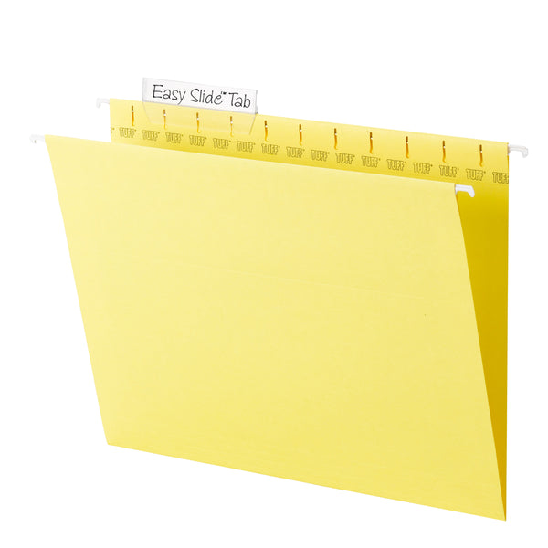 Smead TUFF® Hanging File Folder with Easy Slide™ Tab, 1/3-Cut Sliding Tab, Letter Size, Yellow, 18 per Box (64044)