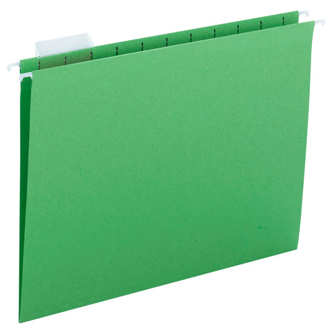 Smead Hanging File Folder with Tab, 1/5-Cut Adjustable Tab, Letter Size, Green, 25 per Box (64061)