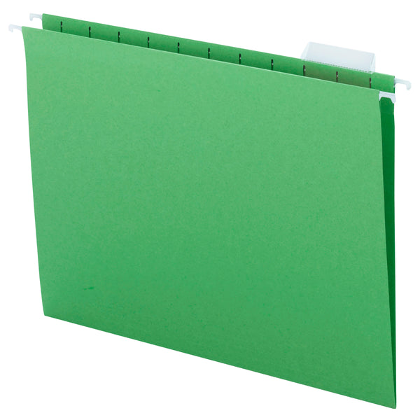 Smead Hanging File Folder with Tab, 1/5-Cut Adjustable Tab, Letter Size, Green, 25 per Box (64061)