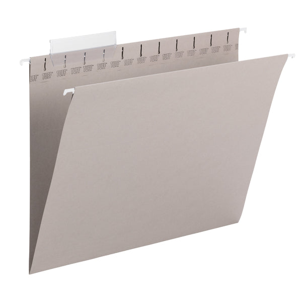 Smead TUFF® Hanging File Folder with Easy Slide™ Tab, 1/3-Cut Sliding Tab, Letter Size, Steel Gray, 18 per Box (64092)