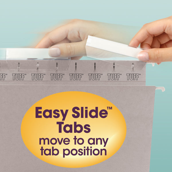 Smead TUFF® Hanging File Folder with Easy Slide™ Tab,1/3-Cut Sliding Tab,  Legal Size, Steel Gray, 18 per Box (64093)