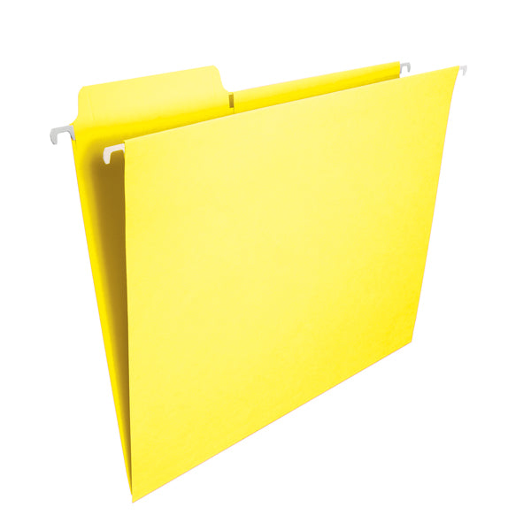 Smead FasTab® Hanging File Folder, 1/3-Cut Built-In Tab, Letter Size, Yellow, 20 per Box (64097)