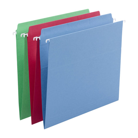 Smead FasTab® Hanging File Folder, Straight-Cut Built-In Tab, Letter Size, Assorted Colors, 18 per Box (64100)