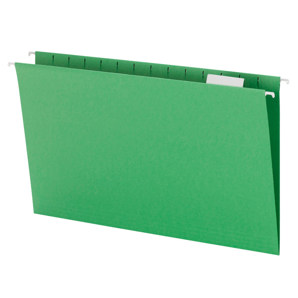 Smead Hanging File Folder with Tab, 1/5-Cut Adjustable Tab, Legal Size, Green, 25 per Box (64161)