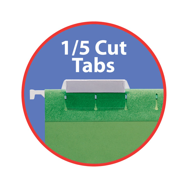 Smead Hanging File Folder with Tab, 1/5-Cut Adjustable Tab, Legal Size, Green, 25 per Box (64161)