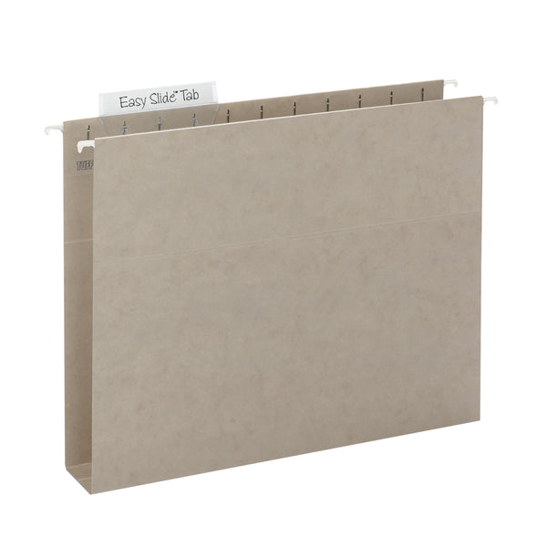 Smead TUFF® Hanging Box Bottom Folder with Easy Slide™ Tab, 2" Expansion, 1/3-Cut Sliding Tab, Letter Size, Steel Gray, 18 Per Box (64240)