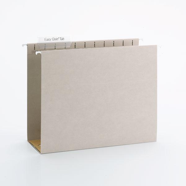 Smead TUFF® Hanging Box Bottom Folder with Easy Slide™ Tab, 4" Expansion, 1/3-Cut Sliding Tab, Letter Size, Steel Gray, 18 Per Box (64242)