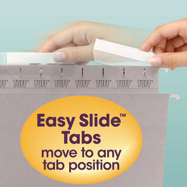 Smead TUFF® Hanging Box Bottom Folder with Easy Slide™ Tab, 2" Expansion, Legal Size, Steel Gray, 18 Per Box (64340)