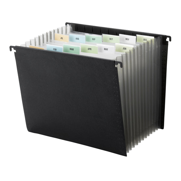 Smead Poly Hanging Expanding File, 12 Dividers, Letter Size, Black (65125)