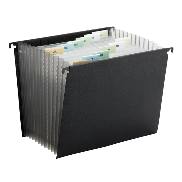 Smead Poly Hanging Expanding File, 12 Dividers, Letter Size, Black (65125)