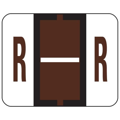 Smead BCCR Bar-Style Color-Coded Alphabetic Label, R, Label Roll, Brown, 500 labels per Roll, (67088)