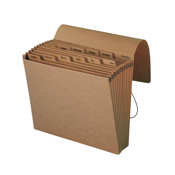 Smead Expanding File, Monthly (Jan.-Dec.), 12 Pockets, Flap and Cord Closure, Letter Size, Kraft (70186)
