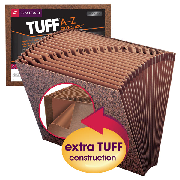 Smead TUFF® Expanding File, Alphabetic (A-Z), 21 Pockets, Letter Size, Redrope-Printed Stock (70425)