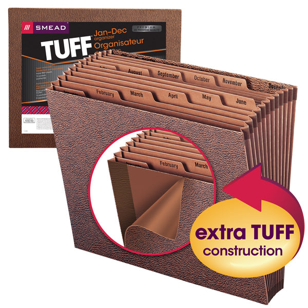 Smead TUFF® Expanding File, Monthly (Jan.-Dec.) 12 Pockets, Letter Size, Redrope-Printed Stock (70488)