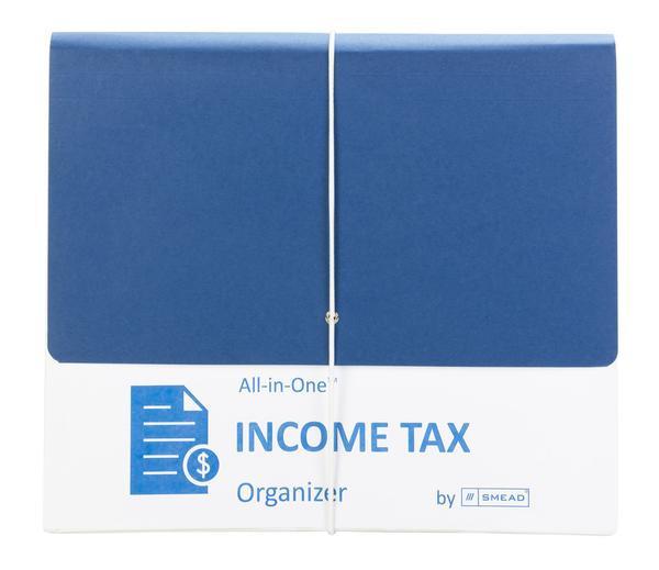 Smead All-in-One™ Income Tax Organizer, 12 Pockets, Flap and Cord Closure, Letter Size, Navy/White (70660)