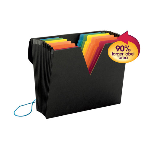 Smead ColorVue™  Expanding File with SuperTab®, 13 Pockets, Flap and Elastic Cord Closure, Letter Size, Black (70722)