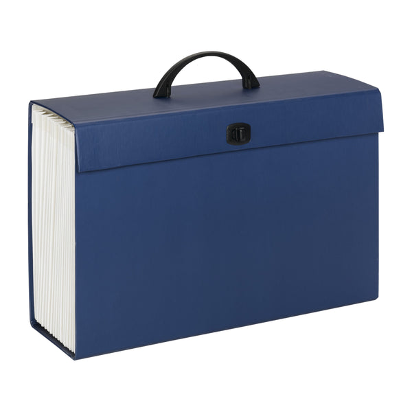 Smead Portable Expanding File Box, 19 Pockets, Alphabetic (A-Z) and Subject Labels, Legal, Blue (70806)