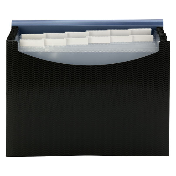 Smead Poly Expanding File, 12 Pockets, Flap and Cord Closure, Letter Size, Blue/Black (70863)