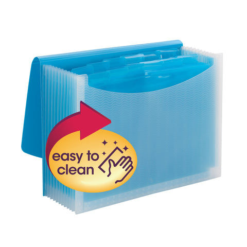 Smead Poly Expanding File, 12 Dividers, Flap and Cord Closure, Letter Size, Wave Pattern Teal/Clear (70869)