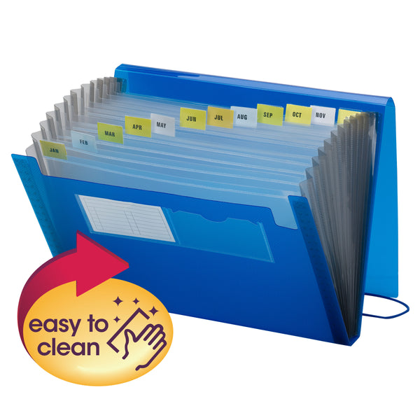 Smead Poly Expanding File, 12 Pockets, Flap and Cord Closure, Letter Size, Blue (70876)
