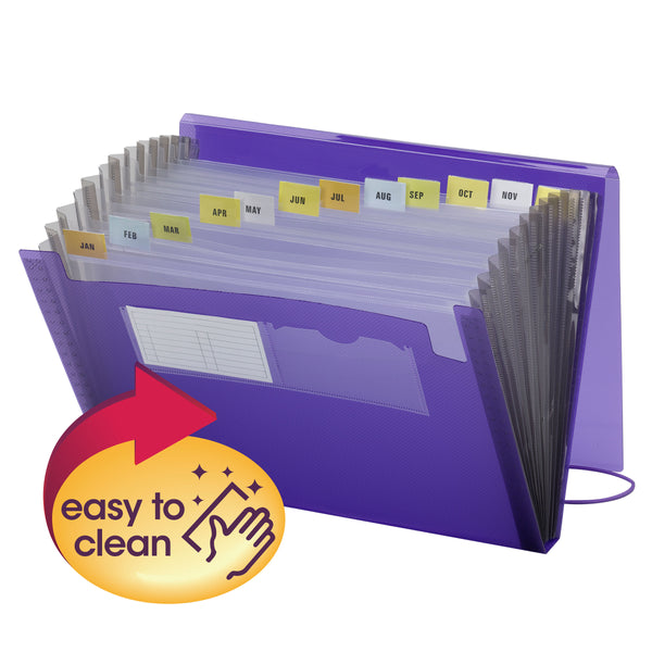 Smead Poly Expanding File, 12 Pockets, Flap and Cord Closure, Letter Size, Purple (70879)