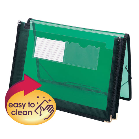 Smead Poly Wallet, 2-1/4" Expansion, Flap and Cord Closure, Letter Size, Green (71951)