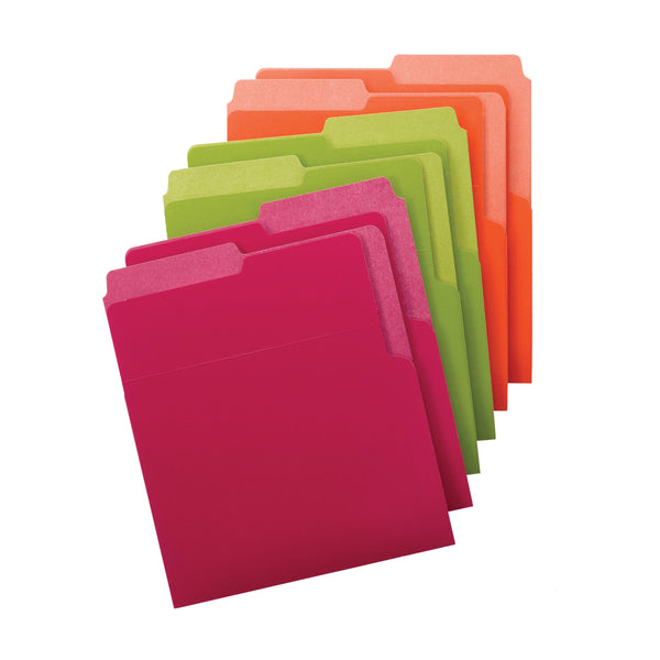 Smead Organized Up® Heavyweight Vertical File Folders, Dual Tabs, Letter Size, Bright Tones, 6 per Pack (75406)