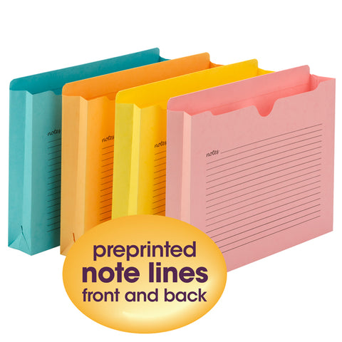 Smead Notes File Jacket, Letter Size, 2" Expansion, Assorted Colors, 12 Per Pack (75694)
