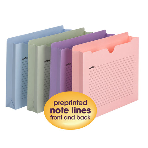 Smead Notes File Jacket, Letter Size, 2" Expansion, Assorted Colors, 12 Per Pack (75695)