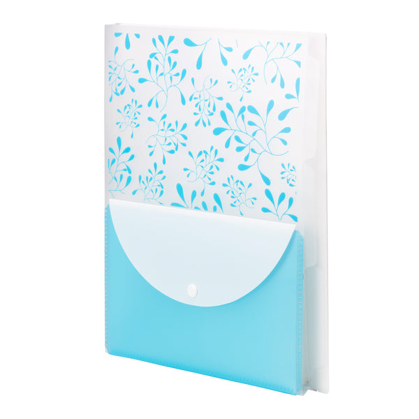 Smead Poly Three-Divider Travel Organizer File, 1/3-Cut Tab, Letter Size, Teal/White, 1 per Pack (85734)