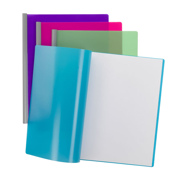 Smead Poly Report Cover with Sliding Bar, Letter Size, 25 Sheet Capacity, Assorted Colors,  4 per Pack (86047)