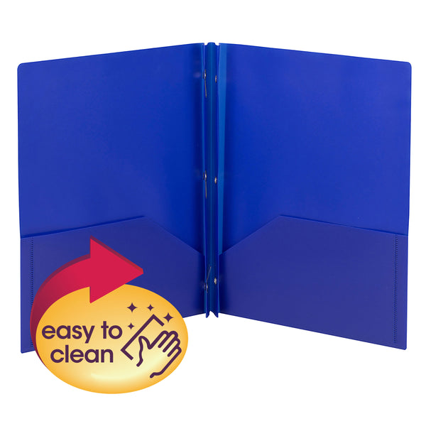 Smead Poly Two-Pocket Folder, Tang-style Fastener, Letter Size, Dark Blue, 25 per Box (87726)